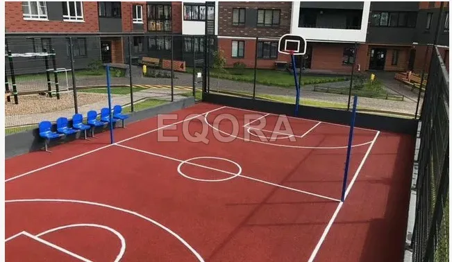 Бесшовное покрытие из резиновой крошки для баскетбольной площадки в Пушкино